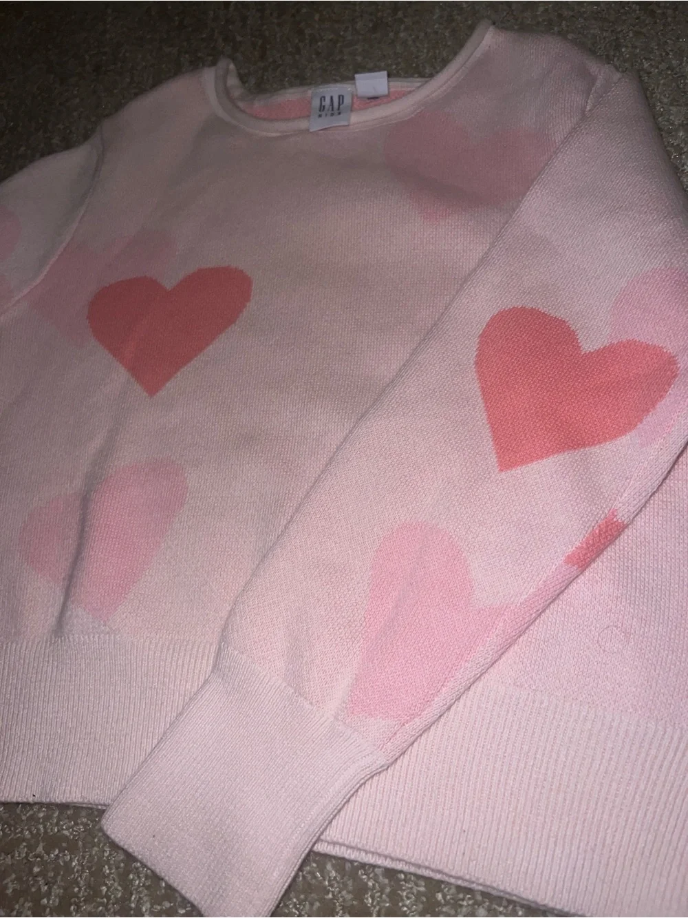 GAP Pink Heart Crewneck Sweater S (6/6x)